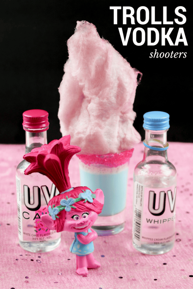 Trolls Movie Shooters with Cake and Whipped Cream Vodka Drink Recipe