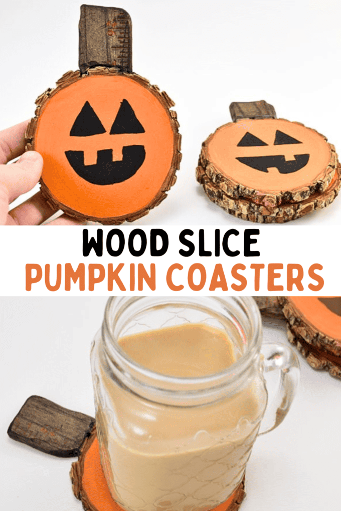 Wood Slice Pumpkin Coasters Craft