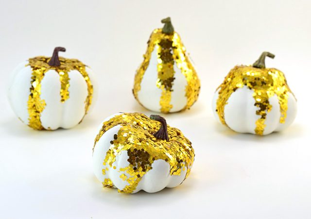 These glitter gourds are the perfect amount of sparkle to brighten up your fall decor!