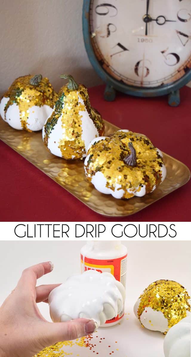 DIY Fall Glitter Gourds