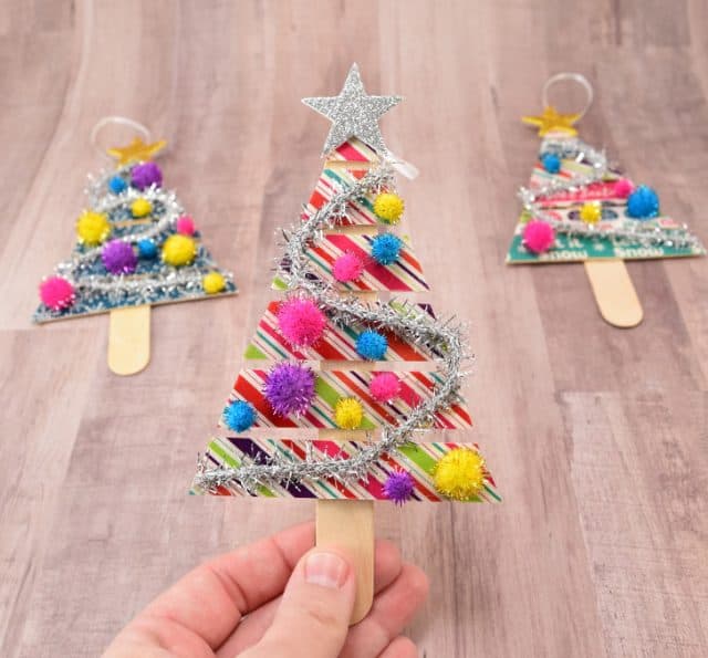 Popsicle Stick Christmas Tree Ornaments