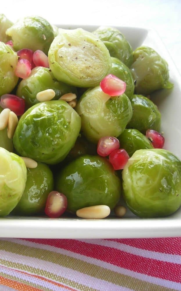 Instant Pot Brussels Sprouts with Pomegranate + Pine Nuts Recipe