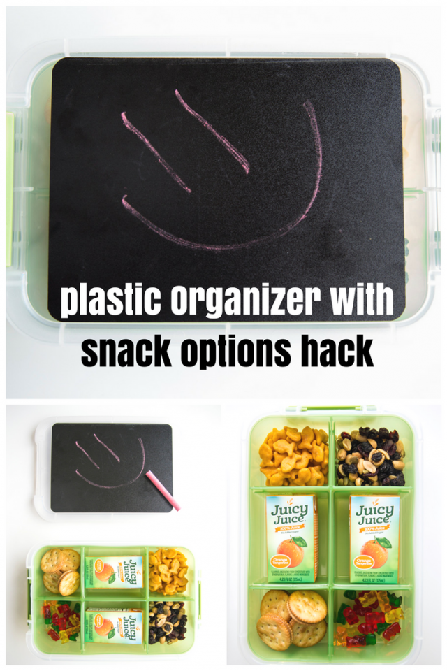 Plastic Organizer with Snack Options Hack