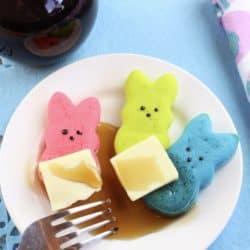 Colorful Mini Peeps Easter Pancake Recipe! Every Easter, I like to spoil the kids with gifts and recipes of colorful pastels of pink, blue, yellow and purple. It's a fun time of the year to celebrate spring and the approach of flowers blooming. So, to celebrate spring and Easter, I have a delicious recipe to share with you today - Mini Peeps Easter Pancakes!