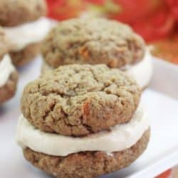 Mini Carrot Whoopie Pie Recipe! The other day I shared a delicious recipe for carrot cake truffles, did you happen to check it out? Well, it got me in a carrot-cake-frenzy-kind-of-mood, so I'm back with another yummy recipe. Carrot cake whoopie pies! So fun to make, and so fun to eat.