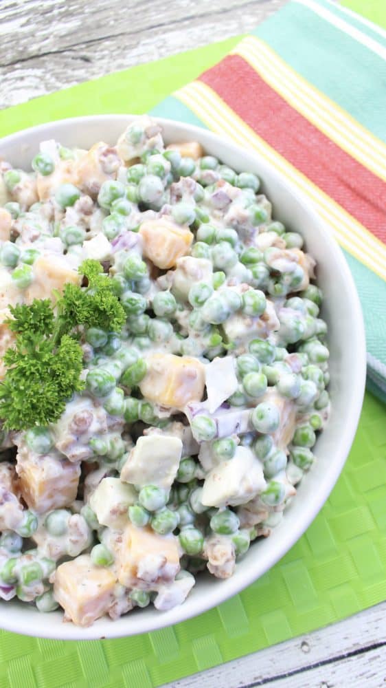 Easy Creamy Pea & Cheese Salad Recipe - Mom Spark