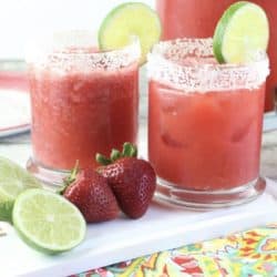 Strawberry Margarita Punch Drink Recipe Oh, how I'm already loving the longer, sunny days of spring and early summer. It has me in a mood for yummy margaritas at the end of the day, which inspired this recipe today! Strawberry Margarita Punch. So sweet and delicious!