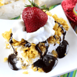Frozen Fried Ice Cream Cornflake Dessert Recipe It's Cinco de Mayo (the 5th of May) and I want to eat ALL OF THE FOOD. Like today's recipe for Frozen Fried Ice Cream Dessert that includes cornflake cereal and chocolate sauce. YES PLEASE.