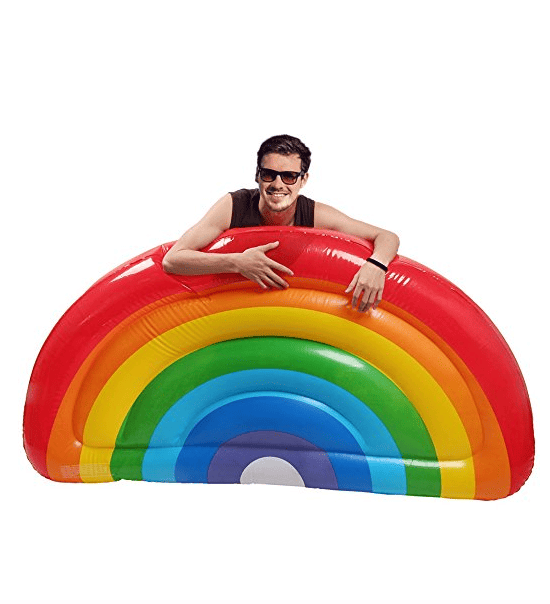 We've already shared a bunch of one-piece swimsuits moms are buying on Amazon right now. Now I'm here to share with you 17 awesome pool floats you need to bring to the pool this summer with this Rainbow Pool Float￼