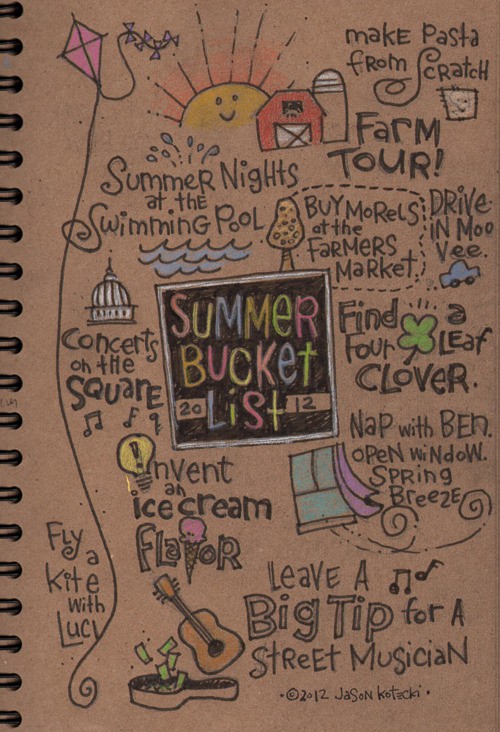 whimsical summer bucket list bullet journal layout