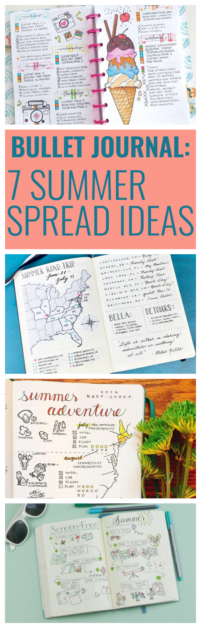 7 Summer Spread Ideas for Bullet Journals