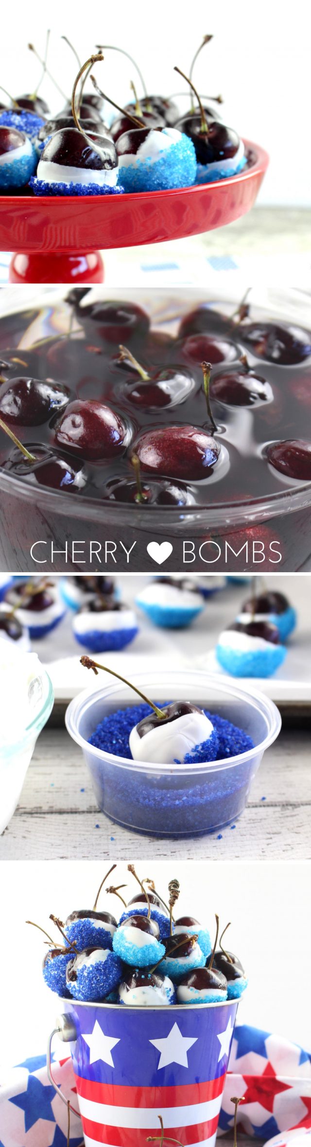Red, White & Blue Boozy Cherry Bombs Recipe for July 4th