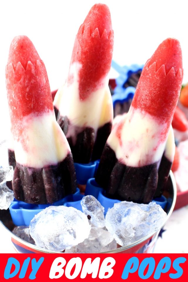 July 4th Red, White & Blue Fruit and Yogurt Bomb Pops Recipe