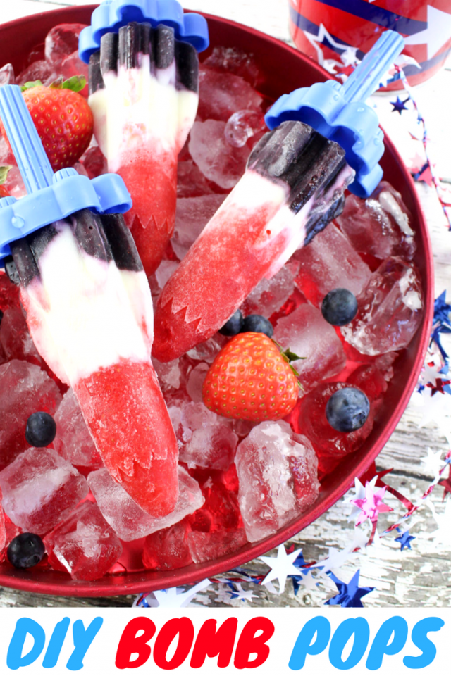 July 4th Red, White & Blue Fruit and Yogurt Bomb Pops Recipe
