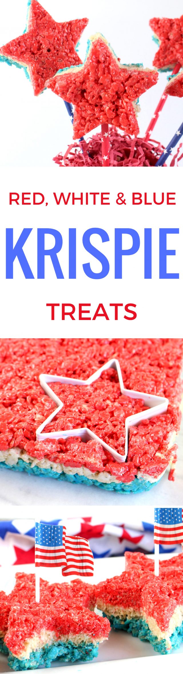 Red, White & Blue Rice Krispie Stars Recipe for Memorial Day or July 4th