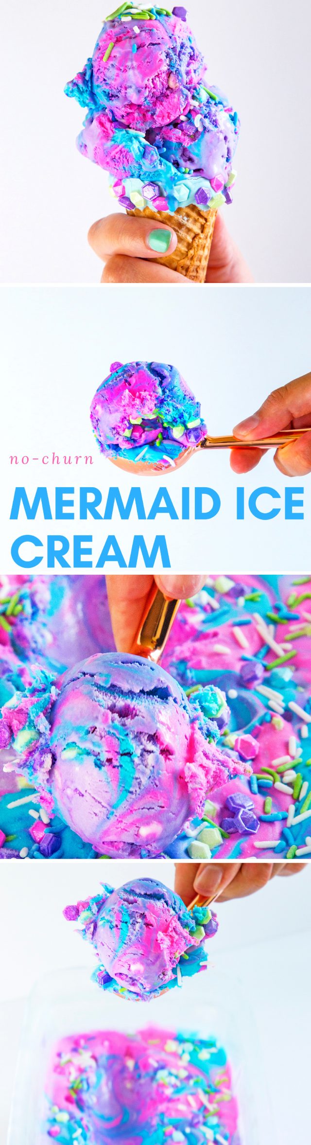 Homemade No-Churn Mermaid Ice Cream Cone Recipe