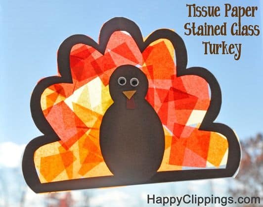 Tissue Paper Stained Glass Turkeys