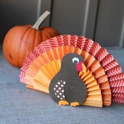 Doily Turkey Craft - I love crafting with my kids this time of year. Especially when we can make #turkeycrafts to celebrate #Thanksgiving!