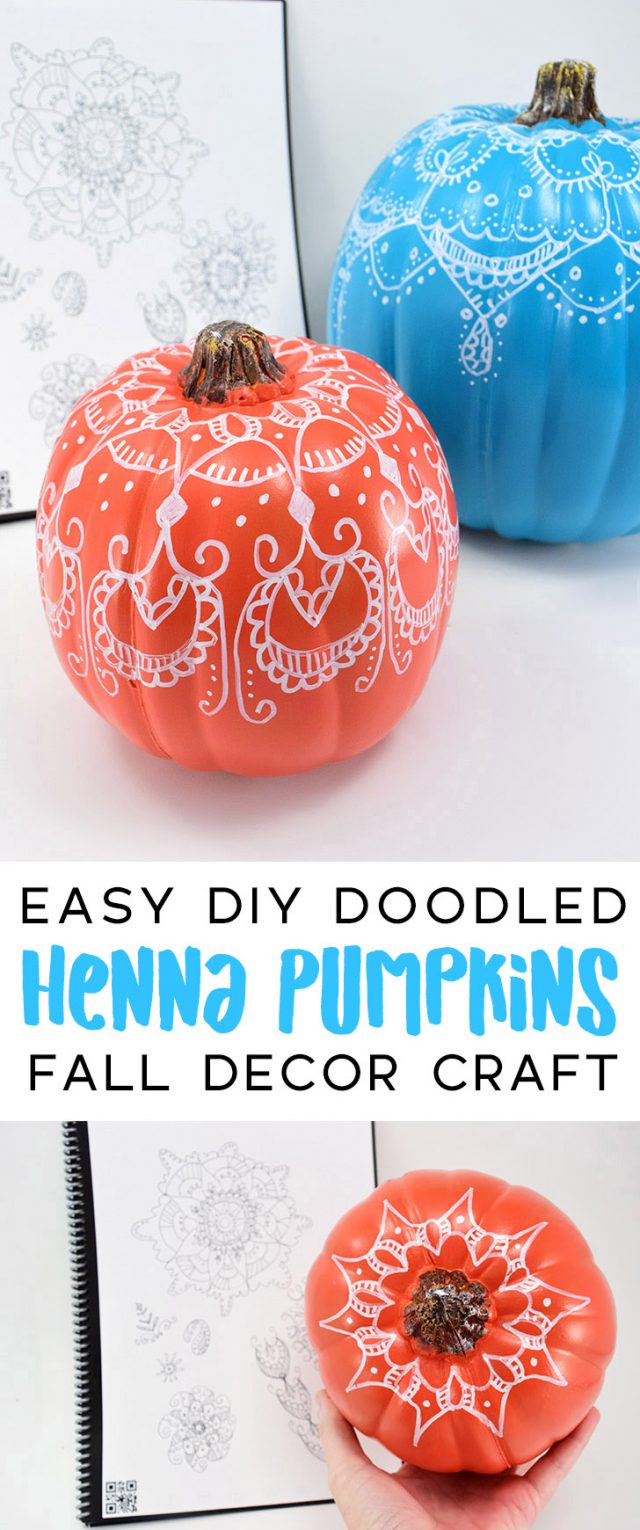 Easy DIY Doodled Henna Pumpkins