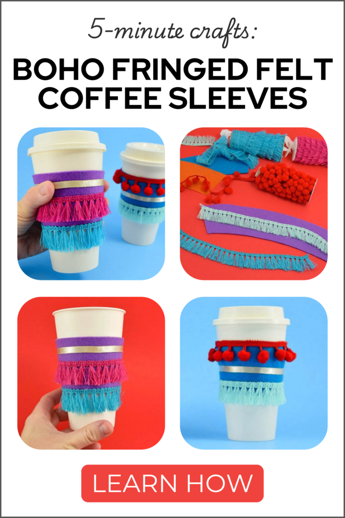 Boho Fringed Felt Coffee Sleeves