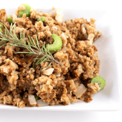 This bread stuffing is a buttery and savory dish with fresh herbs, onions, and celery made in a pressure cooker. It's the perfect holiday stuffing recipe for Thanksgiving, Christmas and beyond. Instant Pot or Multi-cooker.
