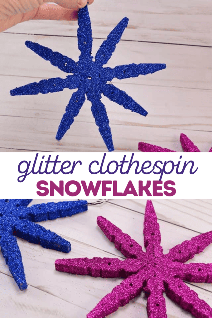 Glitter Clothespin Snowflakes