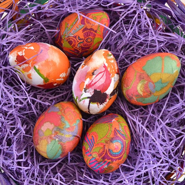 Patterned Napkin Dyed Easter Eggs