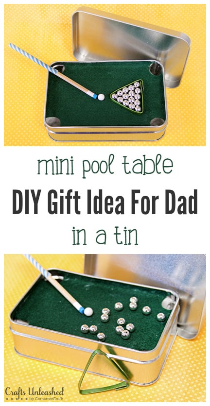 DIY Gift for Dad: Mini Pool Table in a Tin