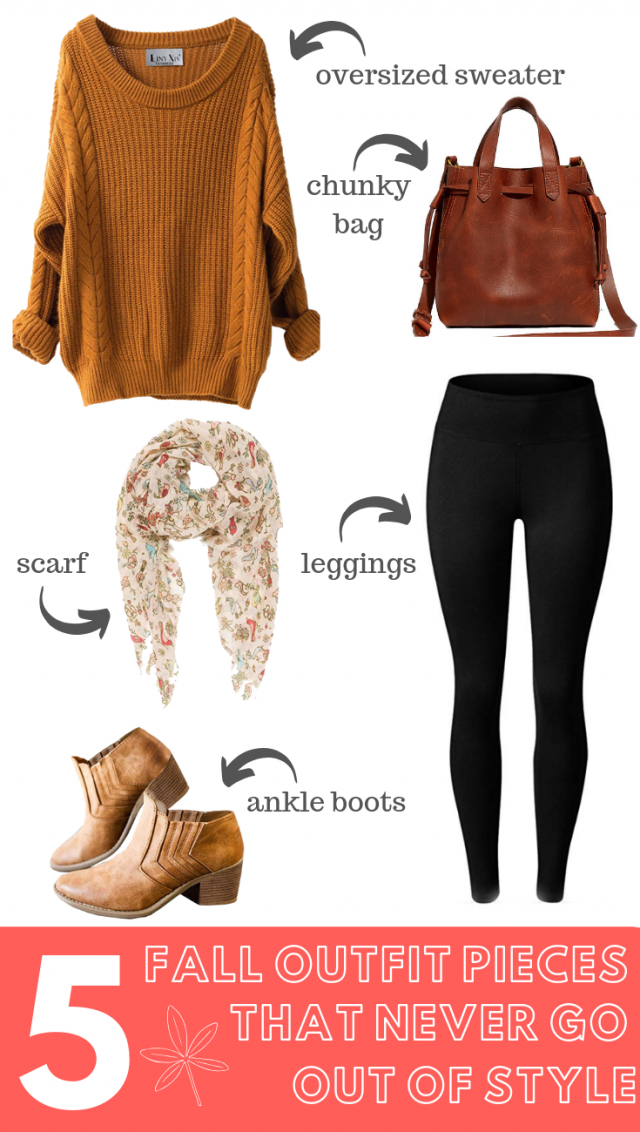 5 Fall Outfit Pieces That Never Go Out of Style At Any Age - these are Fall fashion staples - scarf, boots, sweater, leggings, big bag - that we should all have in our closets (in multiple styles and colors, of course) to put together an easy, comfy, cozy, and street style-worthy outfit perfect for the cool climate. 