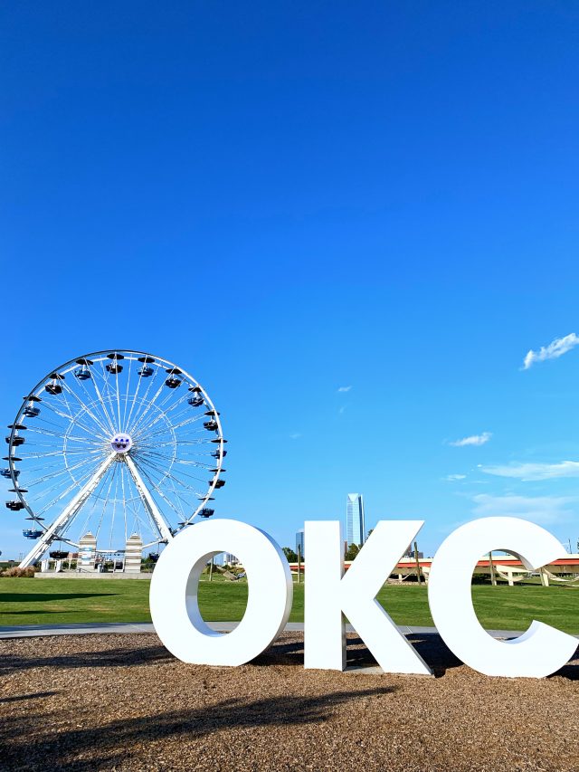100+ Things to Do in Oklahoma City (OKC) by District: City Center Downtown - Wheeler Ferris Wheel & OKC Sign at Wheeler Park