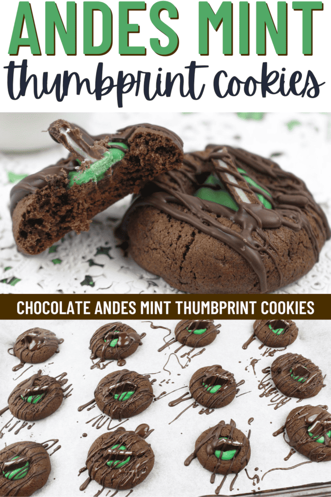 Chocolate Andes Mint Thumbprint Cookies