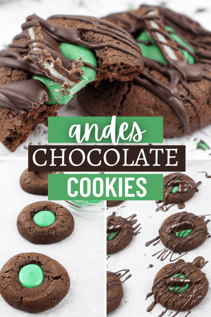 Chocolate Andes Mint Thumbprint Cookies