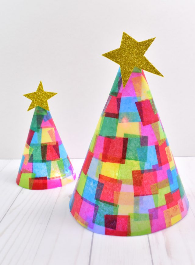 Colorfully Lit Christmas Tree Cone Craft