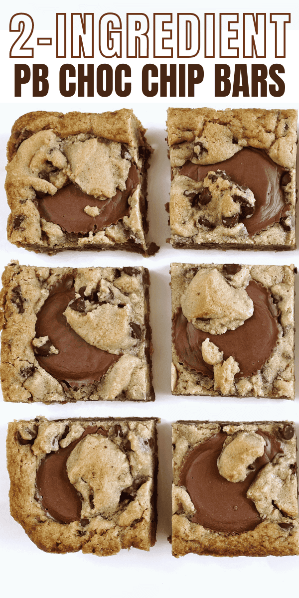 2-Ingredient Peanut Butter Cup Chocolate Chip Cookie Bars