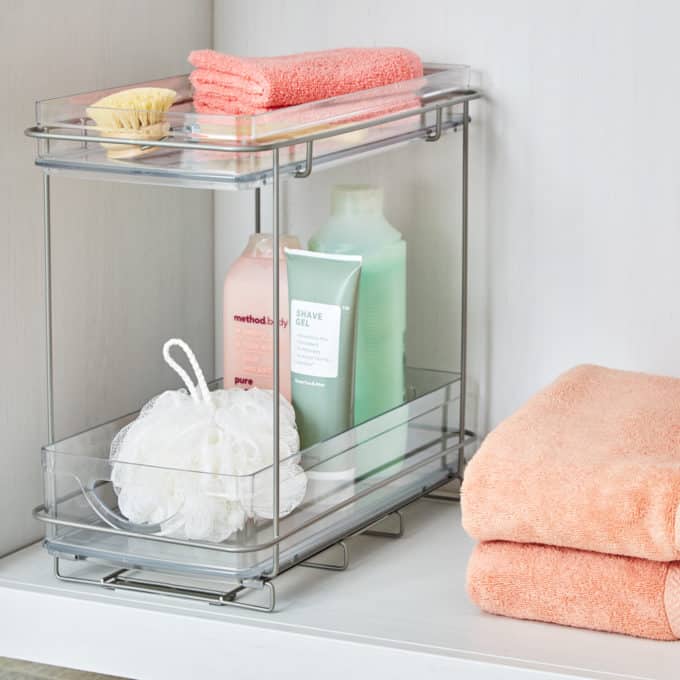 Take advantage of vertical space with a tiered organizer.