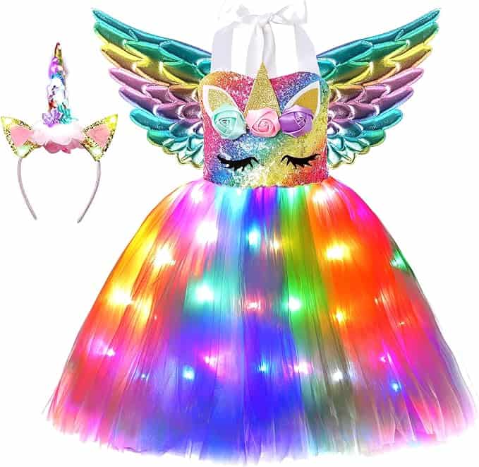 Unicorn Costume LED Light Up Unicorn Princess Tutu Dress