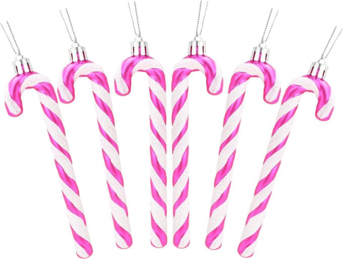 Hot Pink Christmas Candy Cane Ornaments
