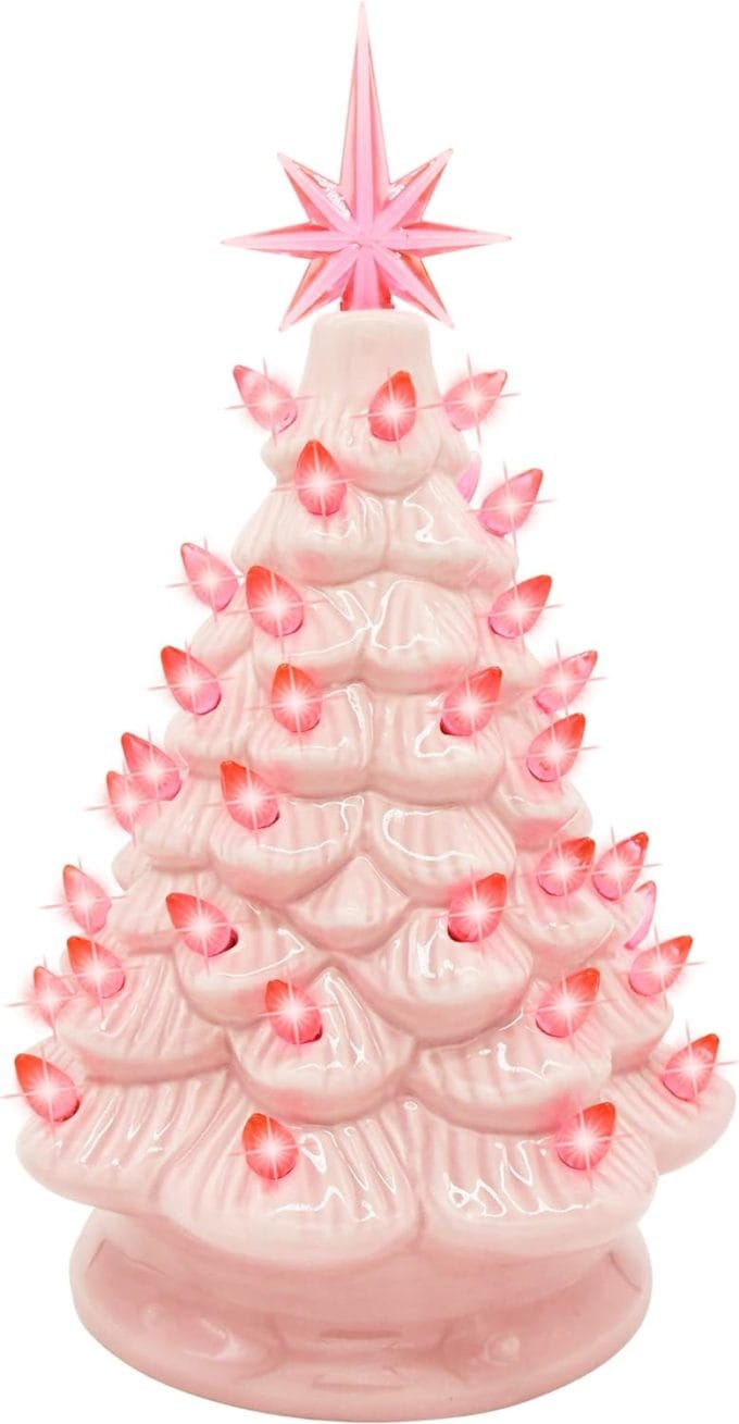 Soft Pink Christmas Ceramic Tree