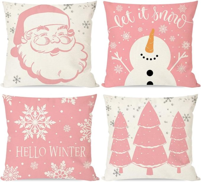Soft Pink Christmas Pillows